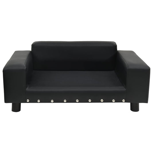 vidaXL Καναπές-Κρεβάτι Σκύλου Μαύρο 81x43x31 εκ. Βελουτέ/Συνθετ. Δέρμα