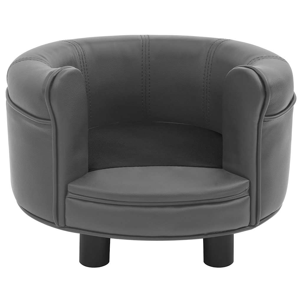 vidaXL Καναπές-Κρεβάτι Σκύλου Γκρι 48x48x32 εκ. Βελουτέ/Συνθετ. Δέρμα