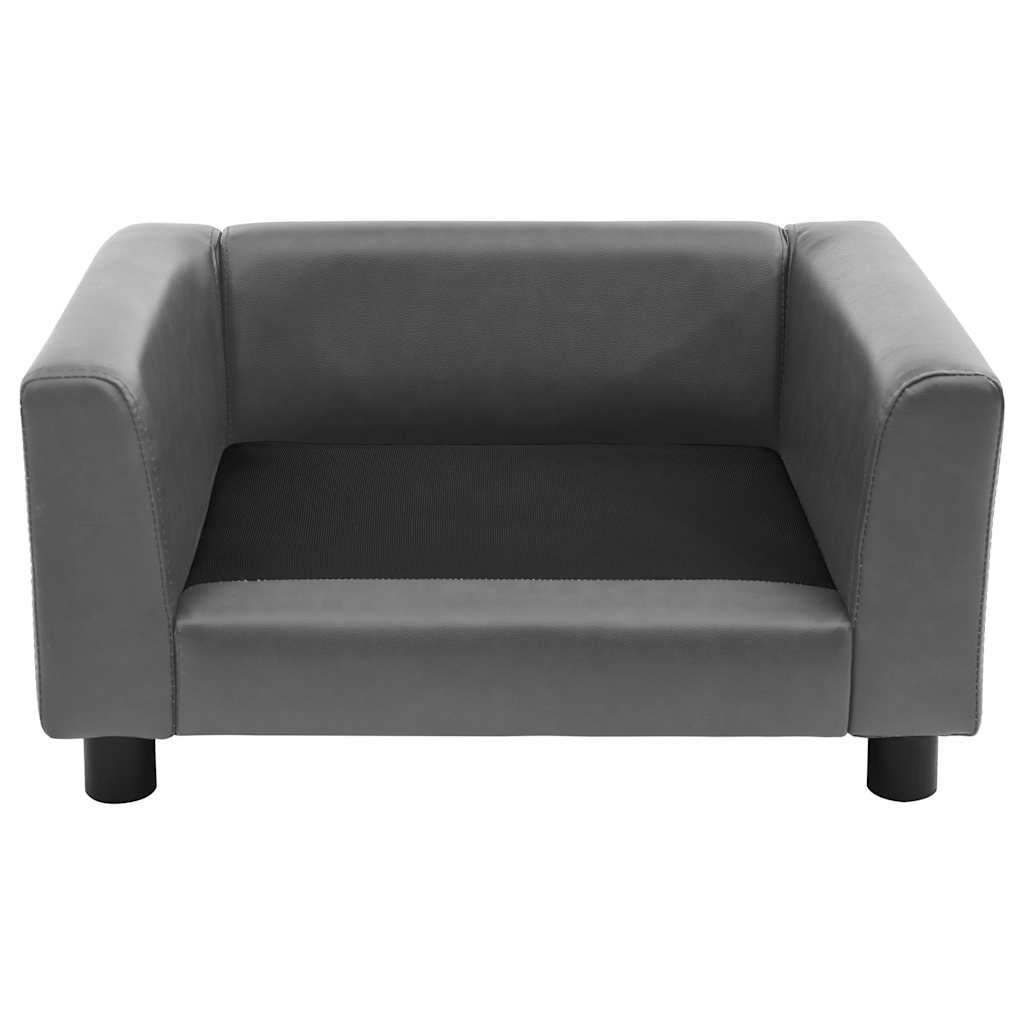 vidaXL Καναπές-Κρεβάτι Σκύλου Γκρι 60x43x30 εκ. Βελουτέ/Συνθετ. Δέρμα