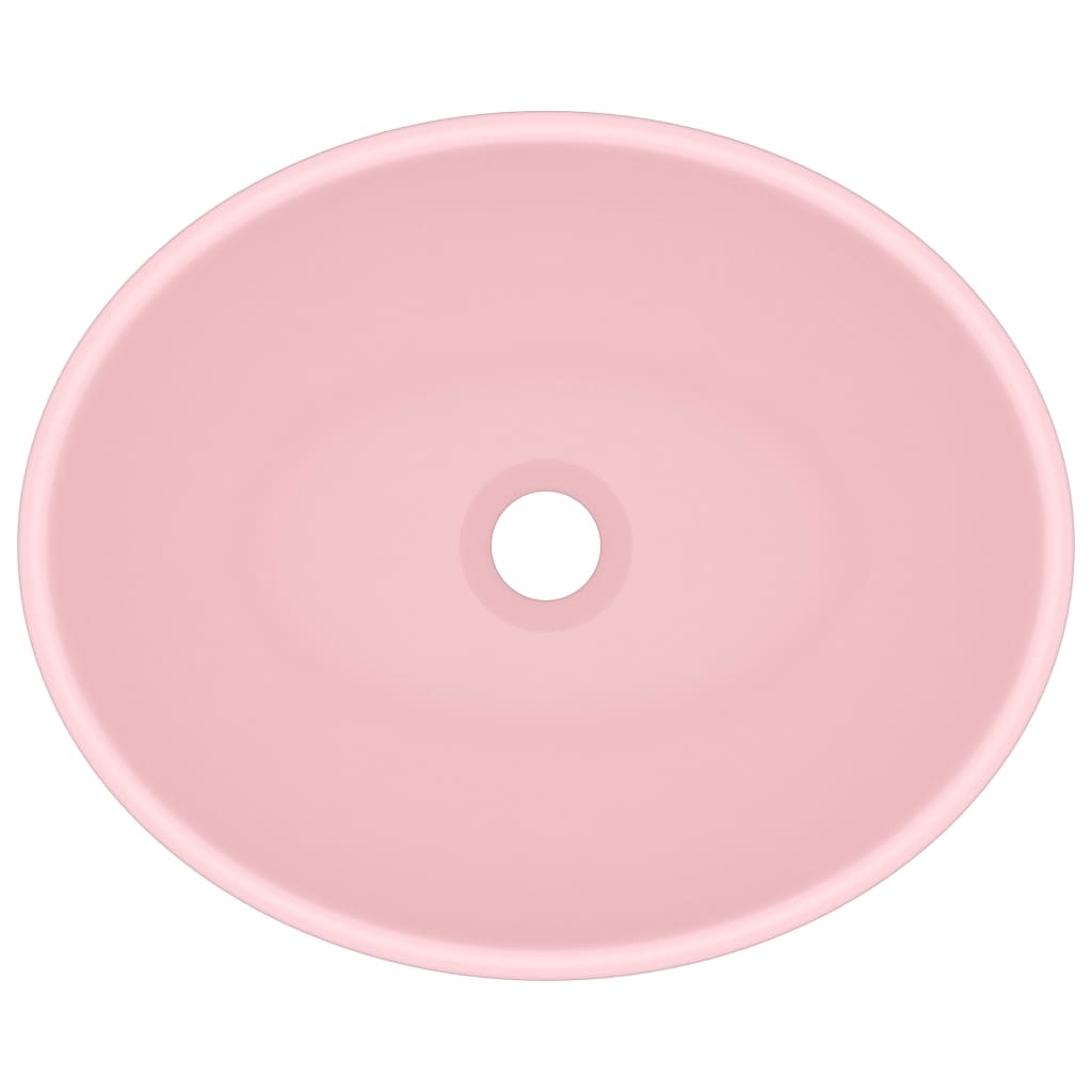 vidaXL Νιπτήρας Πολυτελής Οβάλ Ροζ Ματ 40 x 33 εκ. Κεραμικός