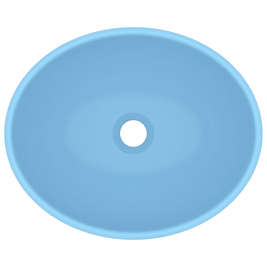 vidaXL Νιπτήρας Πολυτελής Οβάλ Γαλάζιο Ματ 40 x 33 εκ. Κεραμικός