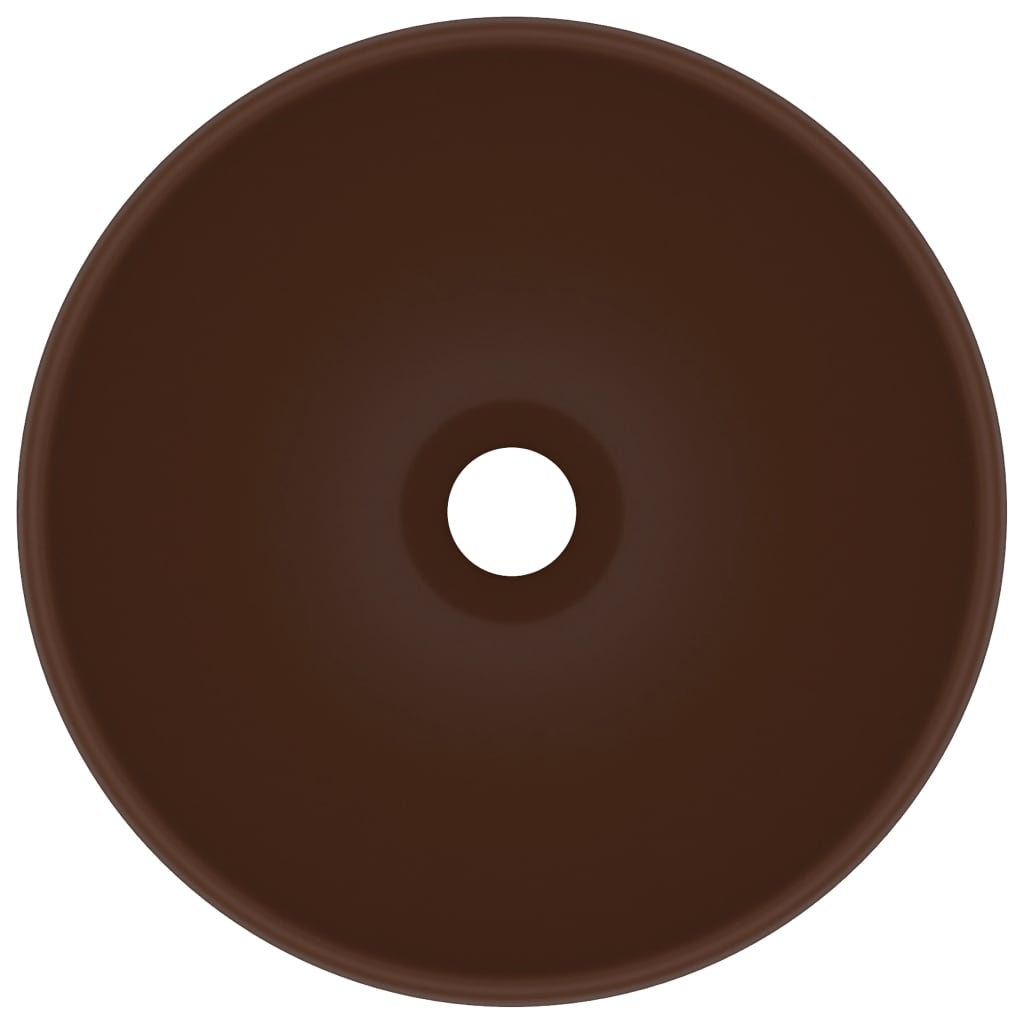 vidaXL Νιπτήρας Πολυτελής Στρογγυλός Σκ. Καφέ Ματ 32,5x14 εκ Κεραμικός