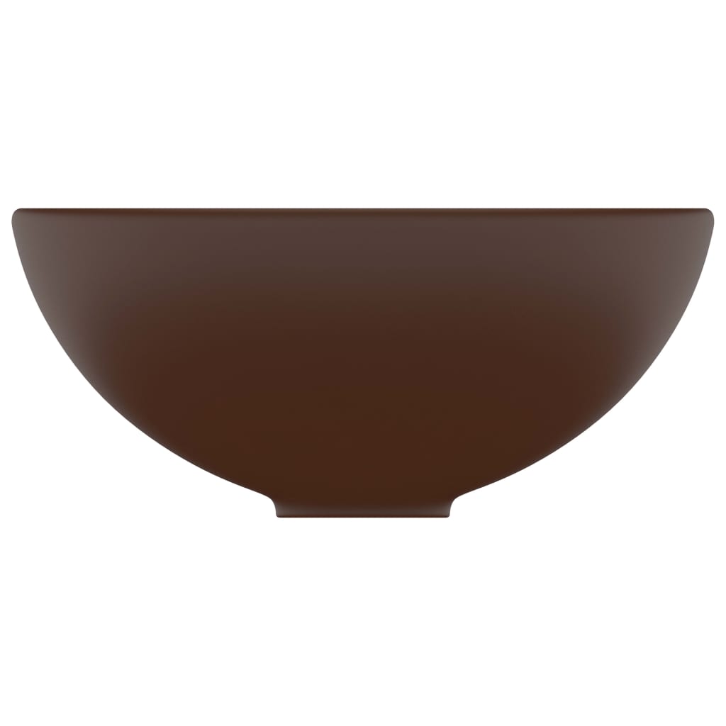 vidaXL Νιπτήρας Πολυτελής Στρογγυλός Σκ. Καφέ Ματ 32,5x14 εκ Κεραμικός
