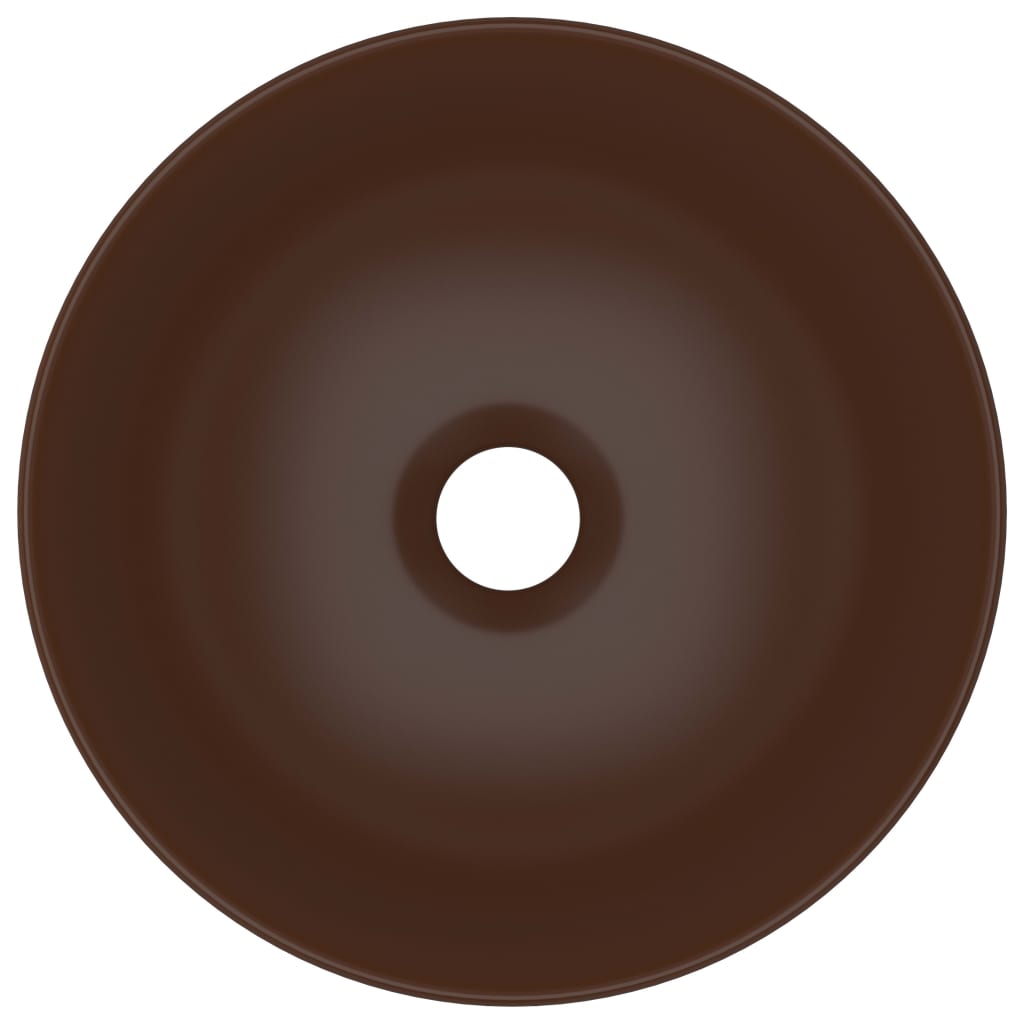 vidaXL Νιπτήρας Μπάνιου Στρογγυλός Σκούρο Καφέ Κεραμικός