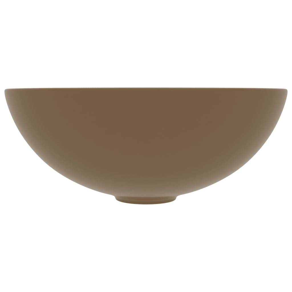 vidaXL Νιπτήρας Μπάνιου Στρογγυλός Κρεμ Ματ Κεραμικός