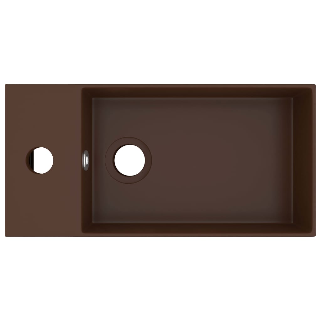 vidaXL Νιπτήρας Μπάνιου με Υπερχείλιση Σκούρο Καφέ Κεραμικός