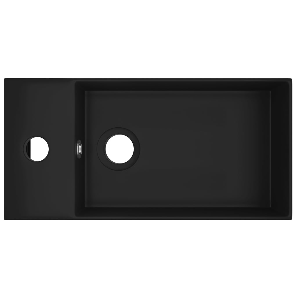 vidaXL Νιπτήρας Μπάνιου με Υπερχείλιση Μαύρο Ματ Κεραμικός