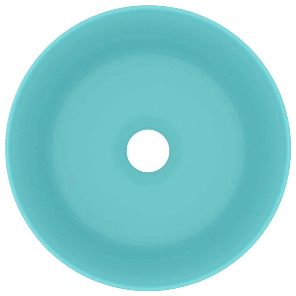 vidaXL Νιπτήρας Πολυτελής Στρογγυλός Αν.Πράσινο Ματ 40x15 εκ Κεραμικός