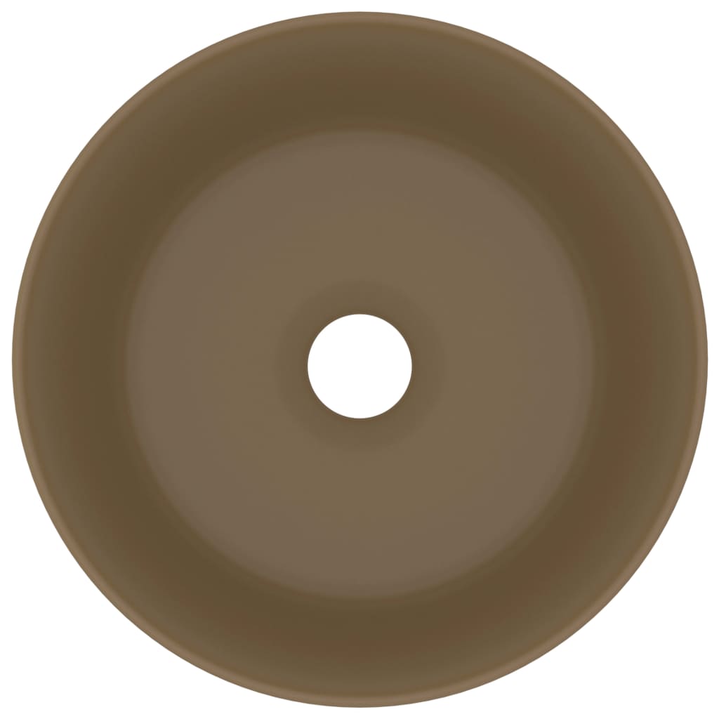 vidaXL Νιπτήρας Πολυτελής Στρογγυλός Κρεμ Ματ 40 x 15 εκ. Κεραμικός