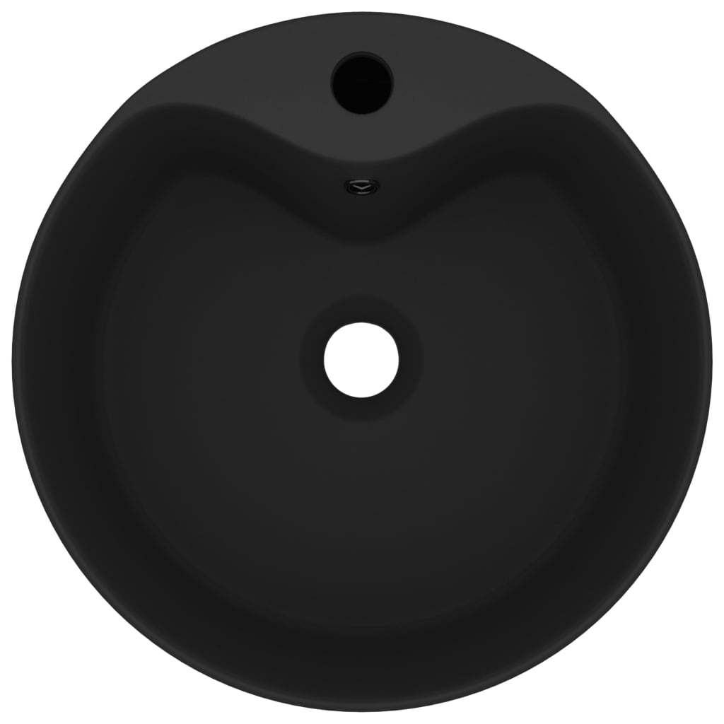 vidaXL Νιπτήρας Πολυτελής με Υπερχείλιση Μαύρο Ματ 36x13 εκ. Κεραμικός