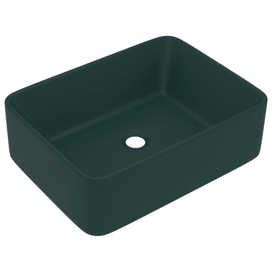 vidaXL Νιπτήρας Πολυτελής Σκούρο Πράσινο Ματ 41x30x12 εκ. Κεραμικός