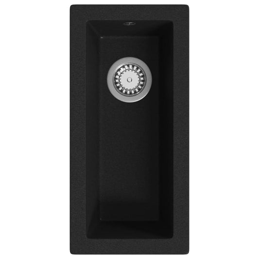 vidaXL Νεροχύτης με Οπή Υπερχείλισης Μαύρος Γρανιτένιος