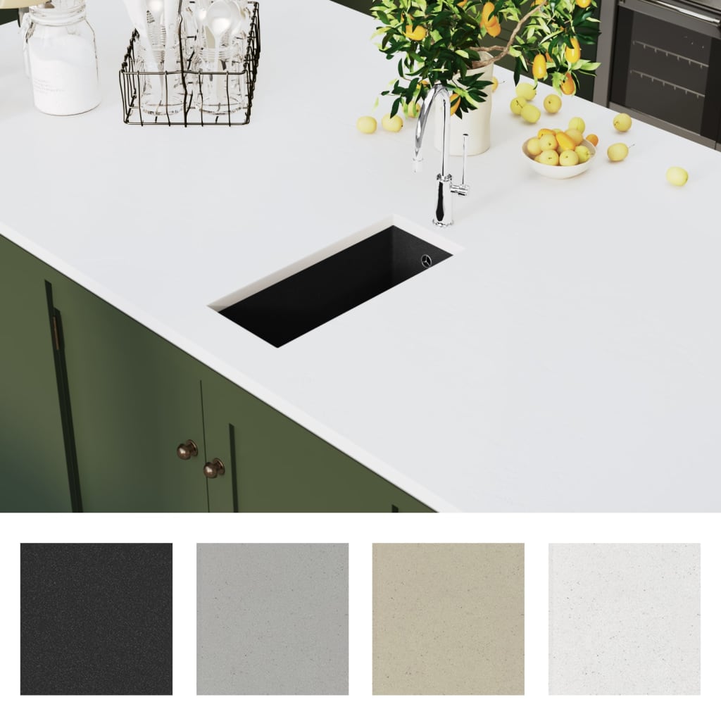 vidaXL Νεροχύτης με Οπή Υπερχείλισης Μαύρος Γρανιτένιος