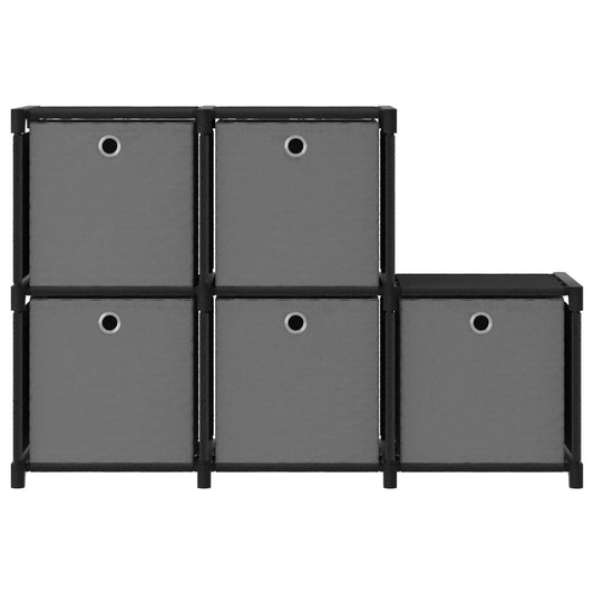 vidaXL Ραφιέρα με 5 Κύβους & Κουτιά Μαύρη 103x30x72,5 εκ. Υφασμάτινη
