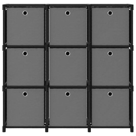 vidaXL Ραφιέρα με 9 Κύβους & Κουτιά Μαύρη 103x30x107,5 εκ. Υφασμάτινη