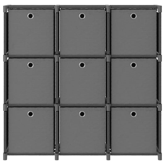 vidaXL Ραφιέρα με 9 Κύβους & Κουτιά Γκρι 103x30x107,5 εκ. Υφασμάτινη