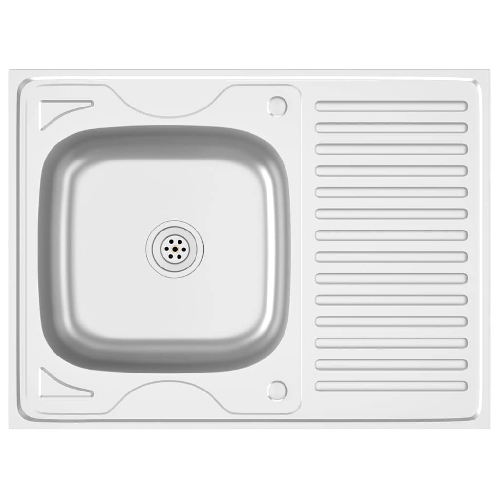 vidaXL Νεροχύτης + Ποδιά Σετ Ασημί 800x600x155 χιλ. Ανοξείδωτο Ατσάλι