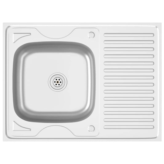 vidaXL Νεροχύτης + Ποδιά Σετ Ασημί 800x600x155 χιλ. Ανοξείδωτο Ατσάλι