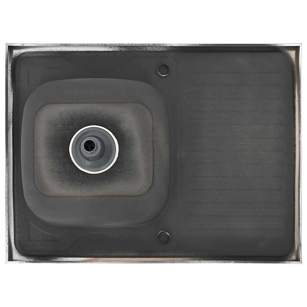 vidaXL Νεροχύτης + Ποδιά Σετ Ασημί 800x600x155 χιλ. Ανοξείδωτο Ατσάλι