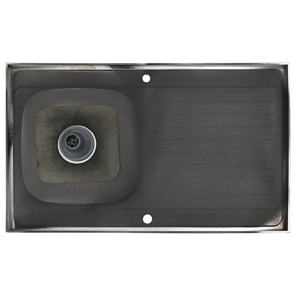 vidaXL Νεροχύτης + Ποδιά Σετ Ασημί 1000x600x155 χιλ. Ανοξείδωτο Ατσάλι