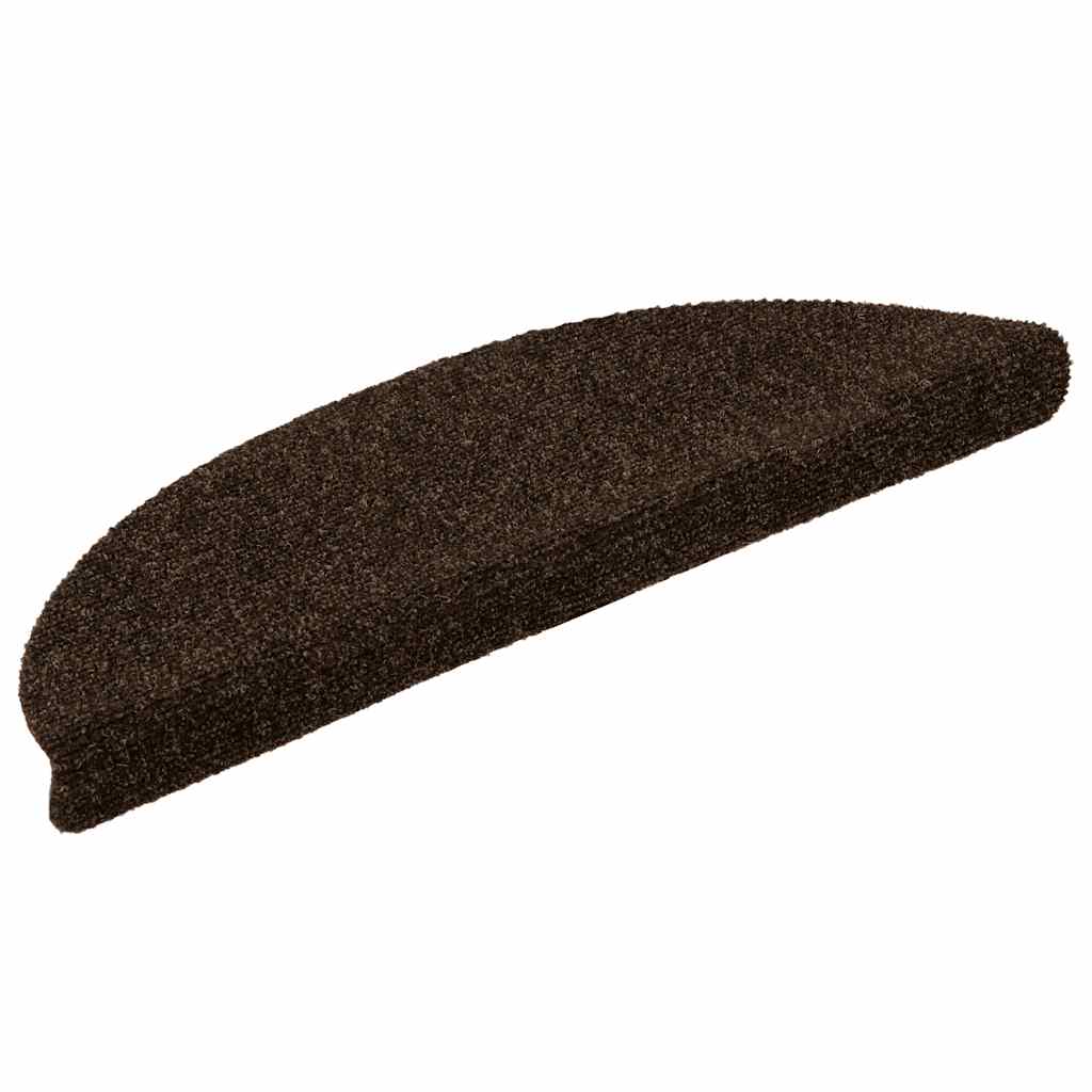 vidaXL Πατάκια Σκαλιών Αυτοκόλλητα 15 τεμ. Καφέ Ημίκυκλα 56x17x3 εκ.