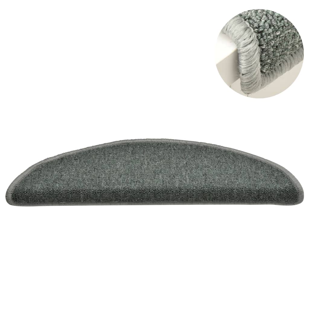 vidaXL Πατάκια Σκαλοπάτια 15 τεμ. Σκούρο Πράσινο Ημίκυκλα 56x17x3 εκ.