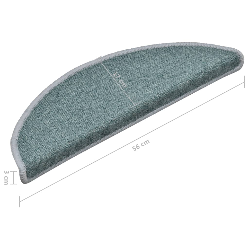 vidaXL Πατάκια Σκαλοπάτια 15 τεμ. 56x17x3 εκ. Θαλασσί Ημίκυκλα