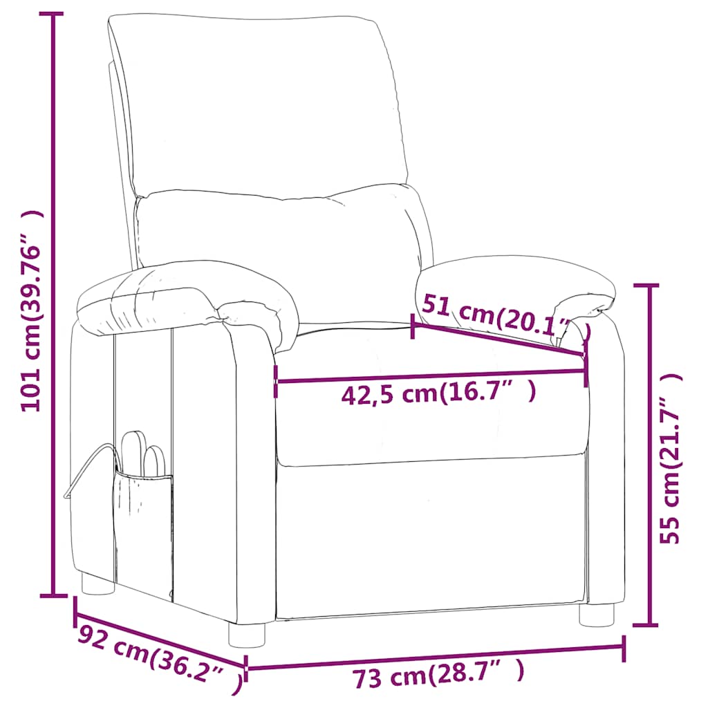 vidaXL Πολυθρόνα Μασάζ Σκούρο Γκρι Υφασμάτινη