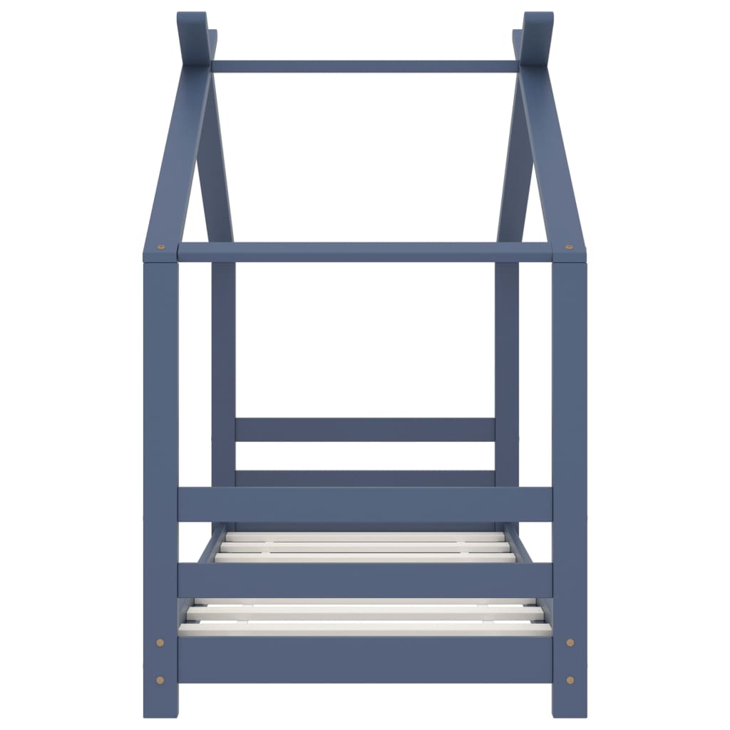 vidaXL Πλαίσιο Κρεβατιού Παιδικό Γκρι 70 x 140 εκ. Μασίφ Ξύλο Πεύκου