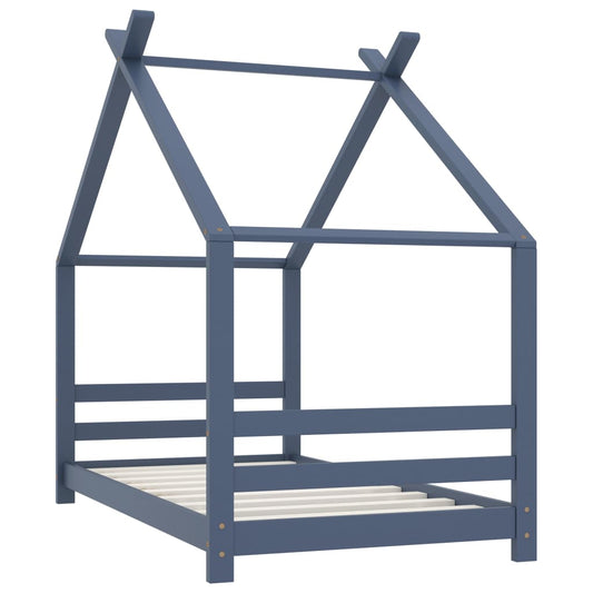 vidaXL Πλαίσιο Κρεβατιού Παιδικό Γκρι 80 x 160 εκ. Μασίφ Ξύλο Πεύκου