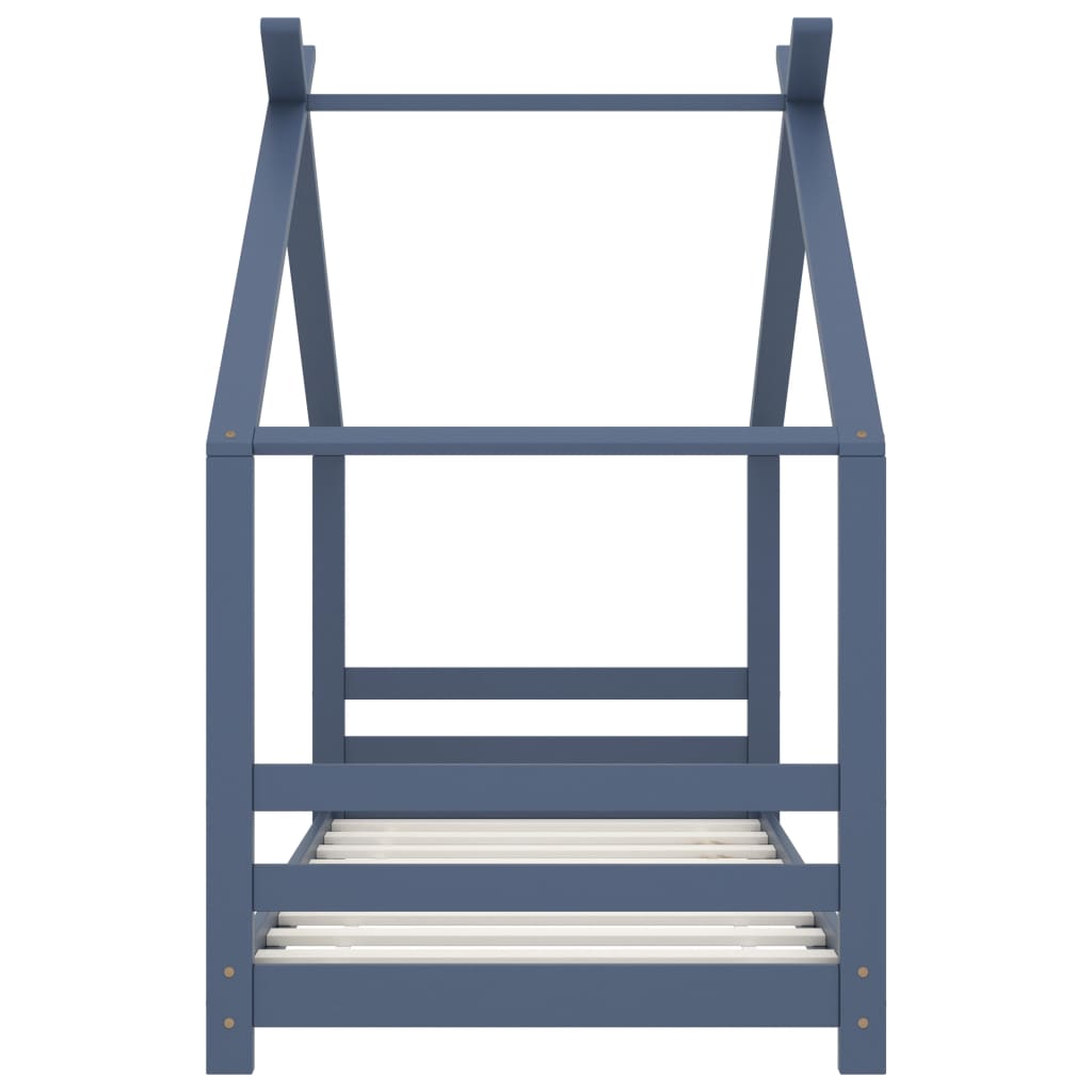 vidaXL Πλαίσιο Κρεβατιού Παιδικό Γκρι 80 x 160 εκ. Μασίφ Ξύλο Πεύκου