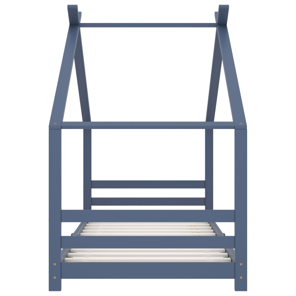 vidaXL Πλαίσιο Κρεβατιού Παιδικό Γκρι 90x200 εκ. από Μασίφ Ξύλο Πεύκου