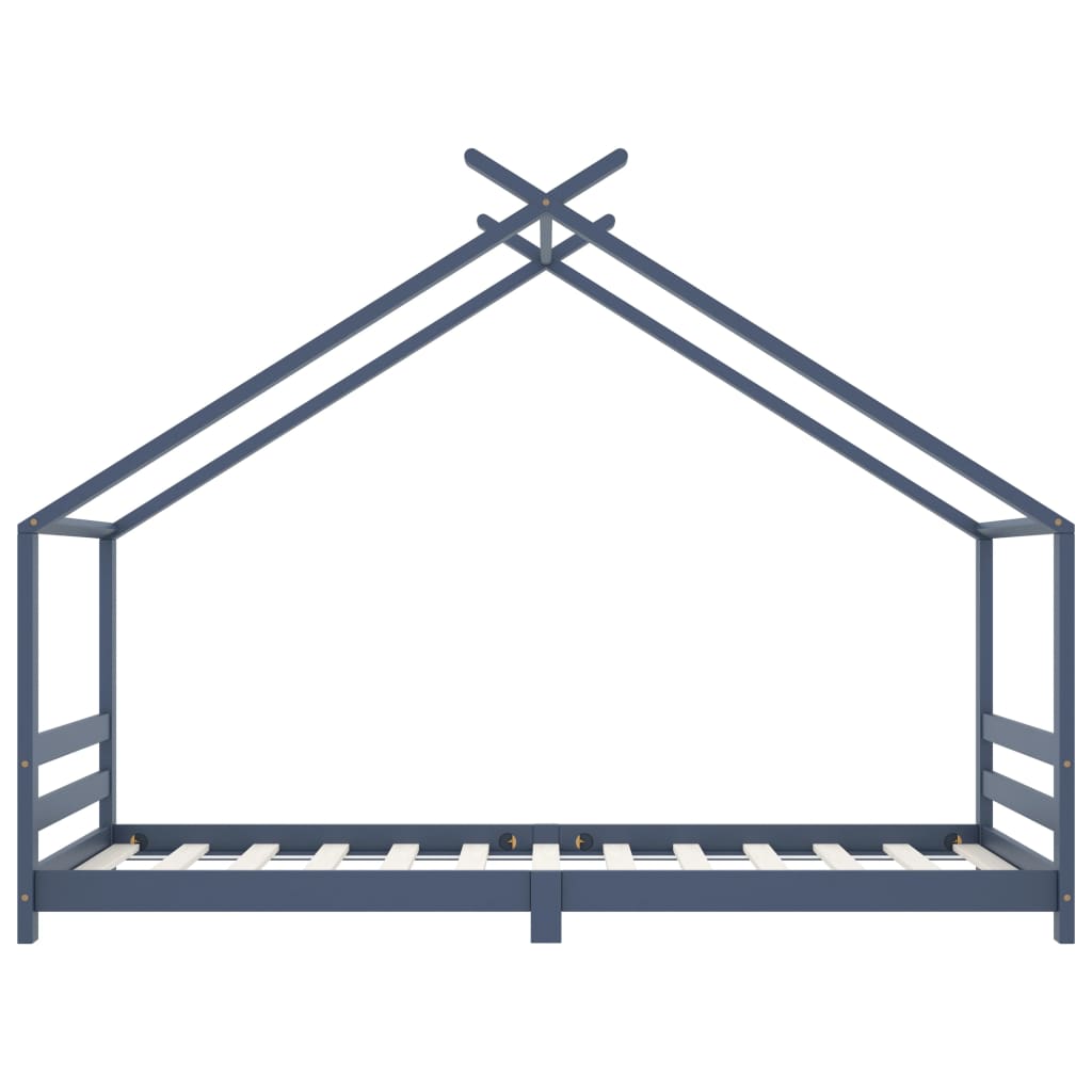 vidaXL Πλαίσιο Κρεβατιού Παιδικό Γκρι 90x200 εκ. από Μασίφ Ξύλο Πεύκου