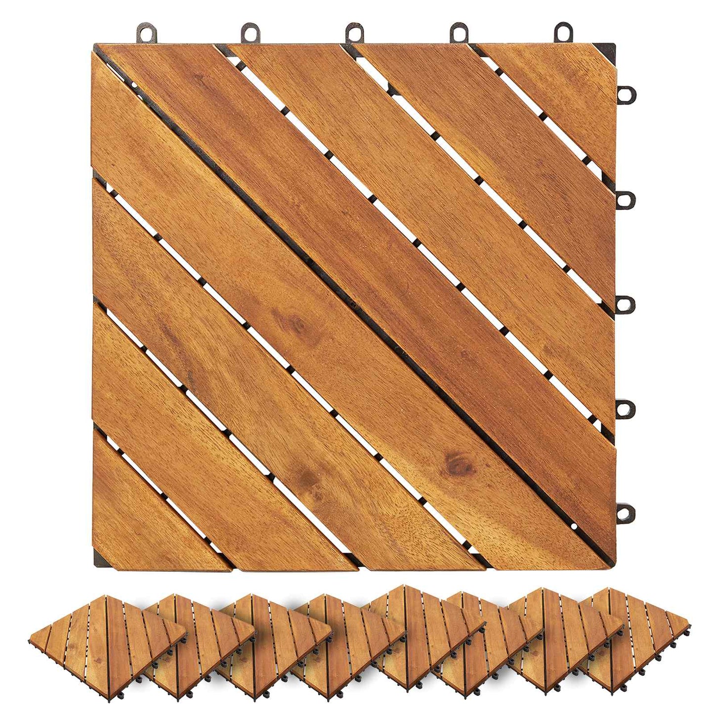 vidaXL Πλάκα Κατασκευής 10 pcs Καφέ 30 x 30 cm Ξύλο Ακακίας