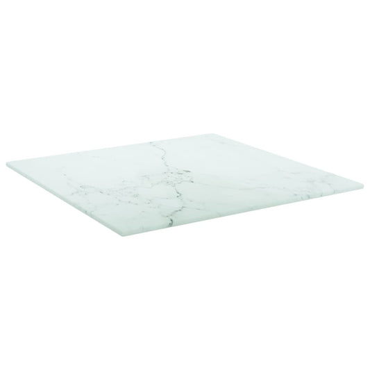 vidaXL Επιφάνεια Τραπεζιού Λευκή 40x40εκ 6 χιλ Ψημ. Γυαλί Μαρμ. Σχέδιο