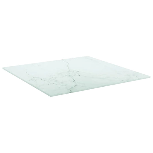 vidaXL Επιφάνεια Τραπεζιού Λευκή 50x50εκ 6 χιλ Ψημ. Γυαλί Μαρμ. Σχέδιο