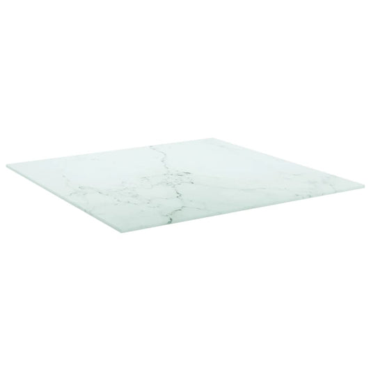 vidaXL Επιφάνεια Τραπεζιού Λευκή 60x60εκ 6 χιλ Ψημ. Γυαλί Μαρμ. Σχέδιο