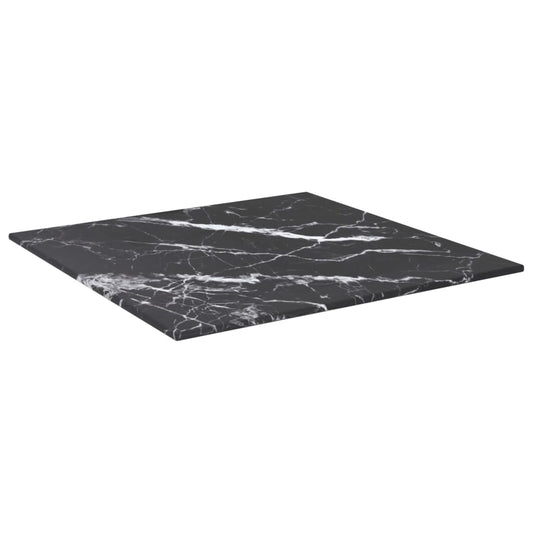 vidaXL Επιφάνεια Τραπεζιού Μαύρη 40x40εκ 6 χιλ Ψημ. Γυαλί Μαρμ. Σχέδιο