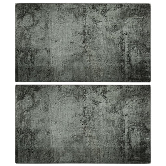 vidaXL Επιφάνεια Κοπής 2 τεμ. Σχέδιο Σκυρόδεμα από Ψημένο Γυαλί