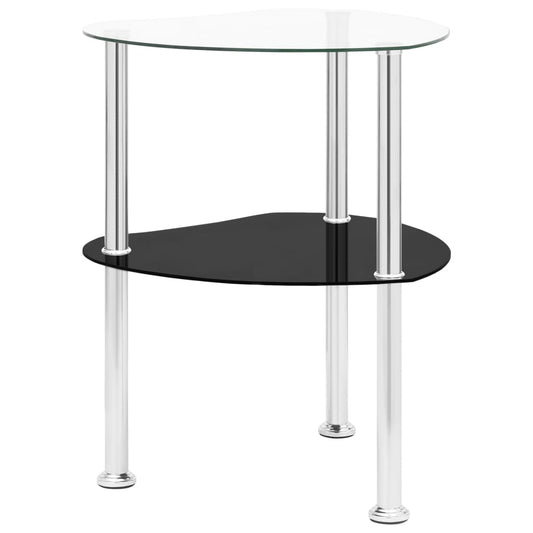 322786 vidaXL Βοηθ. Τραπέζι 2 Επ. Διαφ. & Μαύρο 38x38x50 εκ Ψημ. Γυαλί