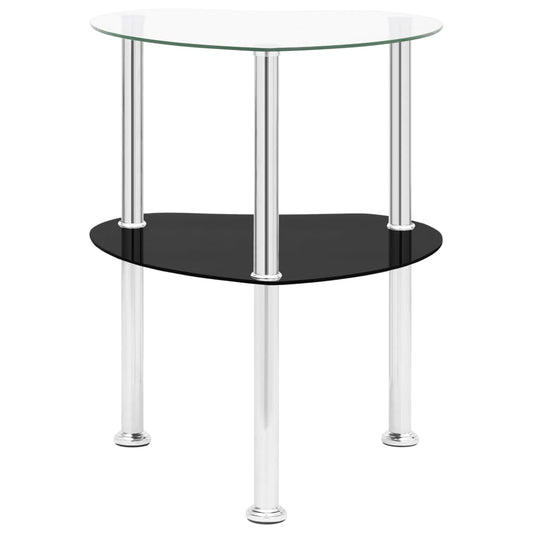 322786 vidaXL Βοηθ. Τραπέζι 2 Επ. Διαφ. & Μαύρο 38x38x50 εκ Ψημ. Γυαλί