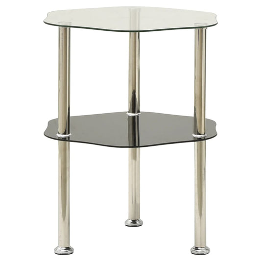 322786 vidaXL Βοηθ. Τραπέζι 2 Επ. Διαφ. & Μαύρο 38x38x50 εκ Ψημ. Γυαλί