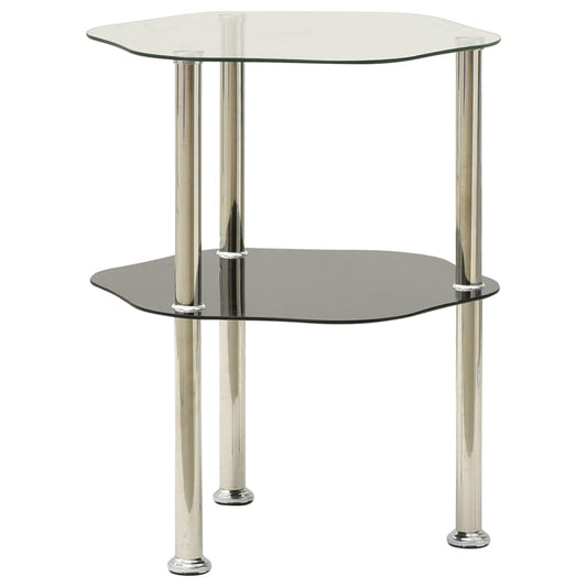 322786 vidaXL Βοηθ. Τραπέζι 2 Επ. Διαφ. & Μαύρο 38x38x50 εκ Ψημ. Γυαλί