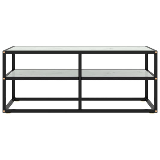 vidaXL Έπιπλο Τηλεόρασης Μαύρο με Λευκό Μαρμάρινο Γυαλί 100x40x40 εκ.