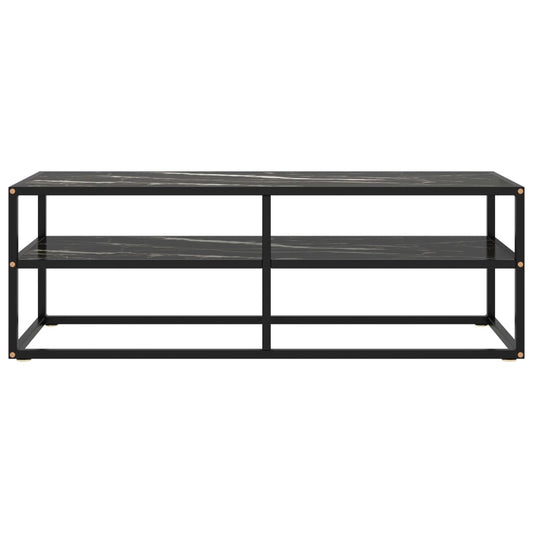 vidaXL Έπιπλο Τηλεόρασης Μαύρο με Μαύρο Μαρμάρινο Γυαλί 120x40x40 εκ.