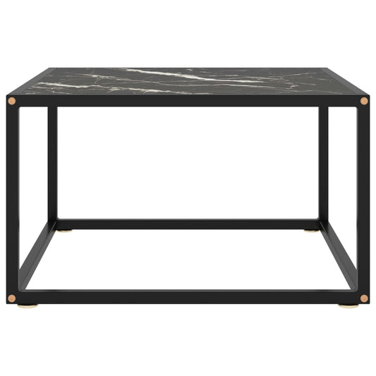 vidaXL Τραπεζάκι Σαλονιού Μαύρο 60x60x35 εκ. Μαύρο Γυαλί Όψη Μαρμάρου