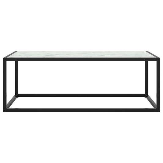 vidaXL Τραπεζάκι Σαλονιού Μαύρο 100x50x35 εκ. Λευκό Γυαλί Όψη Μαρμάρου
