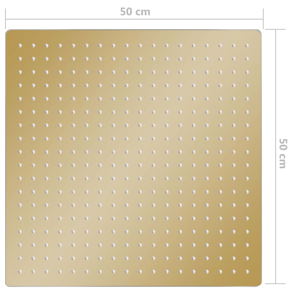 vidaXL Κεφαλή Nτους Βροχή Τετράγωνη Χρυσή 50x50 εκ. Ανοξείδωτο Ατσάλι