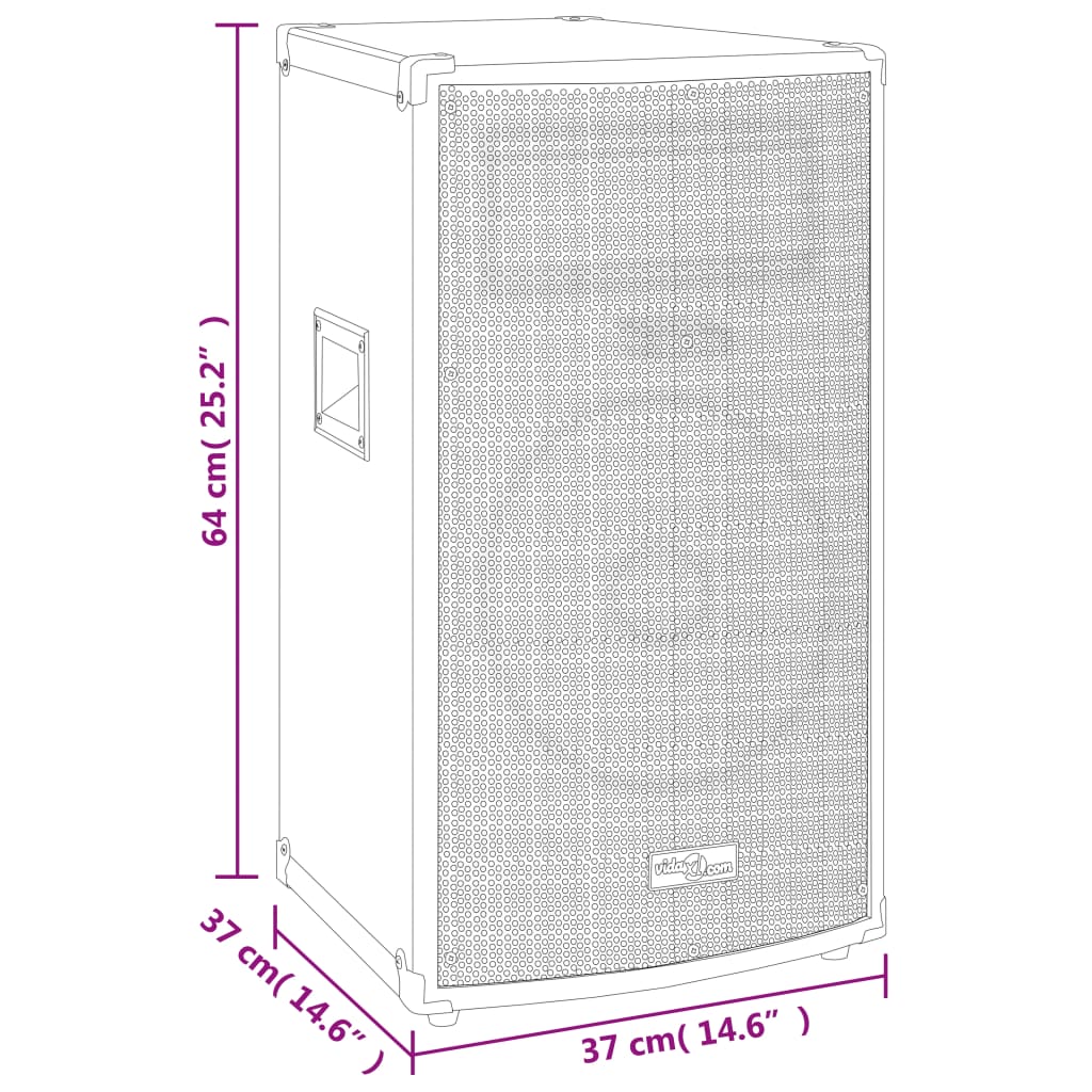 vidaXL Ηχείο Επαγγελματικό Παθητικό Hifi Μαύρο 1000 W 37 x 37 x 64 εκ.