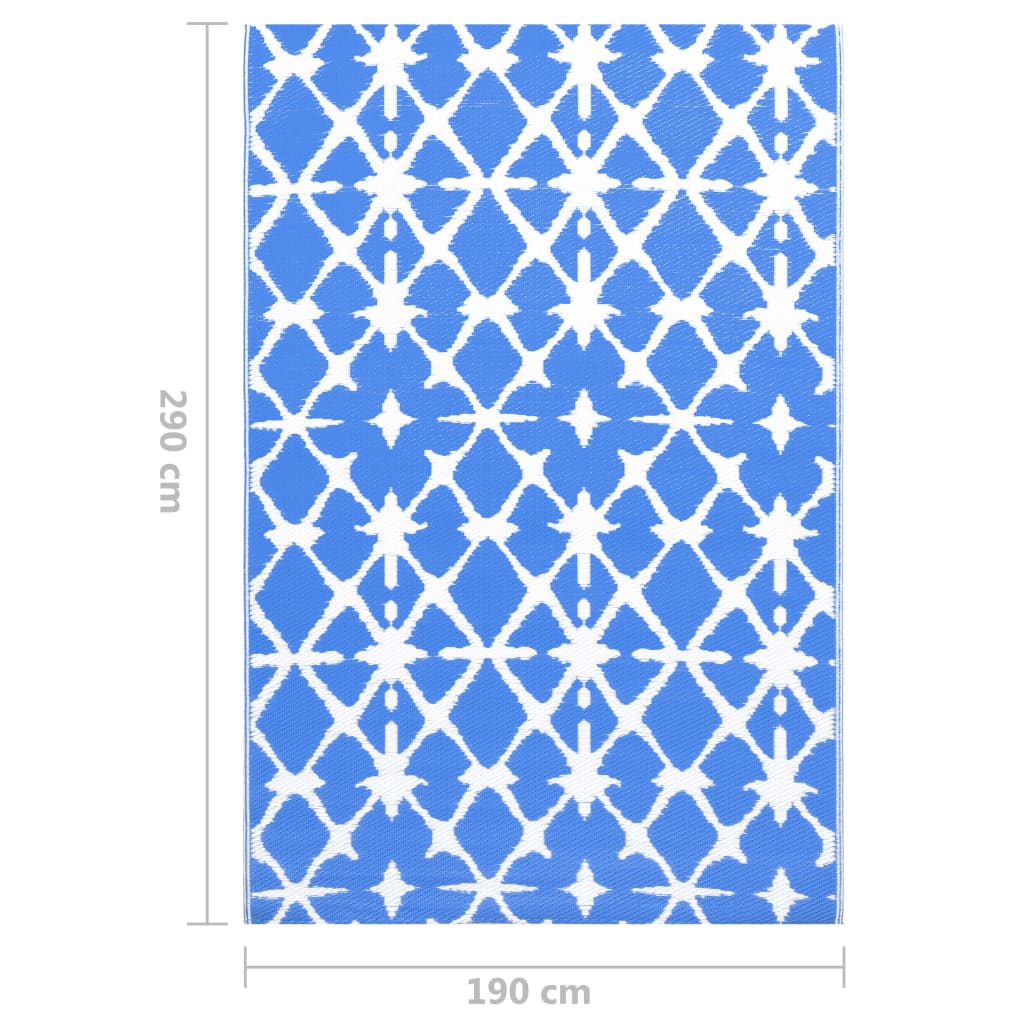vidaXL χαλί εξωτερικού χώρου ARAKIL μπλε και λευκό 190x290 cm PP